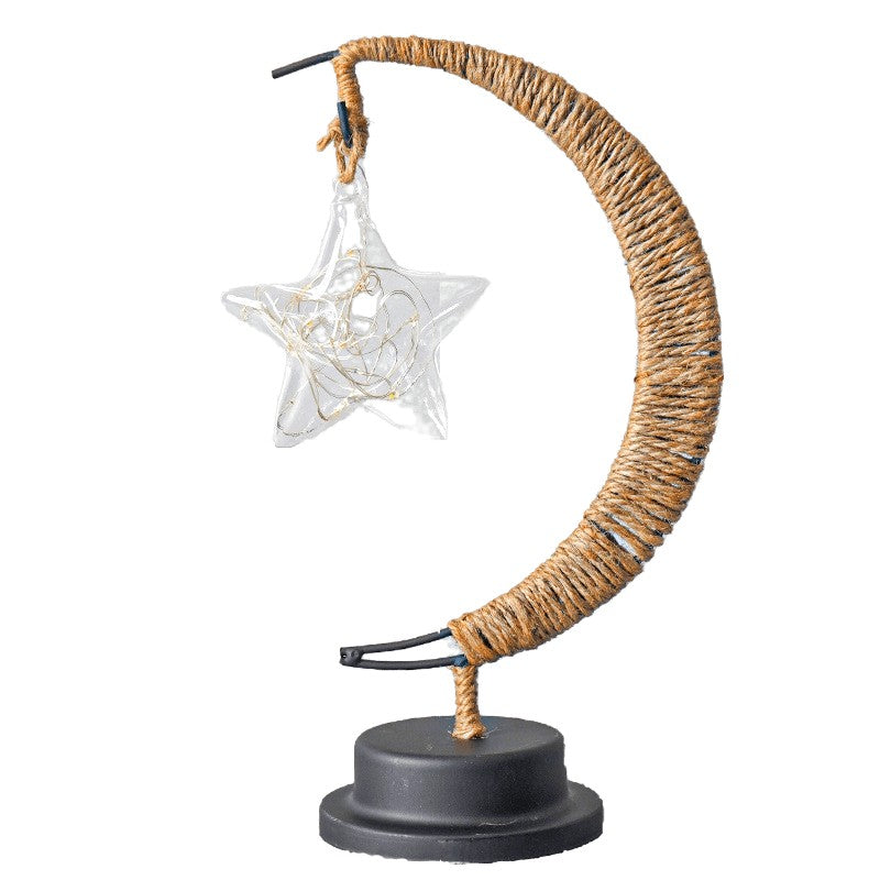 Lampa veghe Flippy, semi-luna cu stea din sticla, led, 28x15 cm, alb cald-0