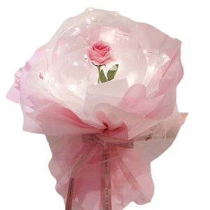 Trandafir in Balon LED cu Lumini, Flippy, Tip Buchet, Diametru 35 cm, Roz-0