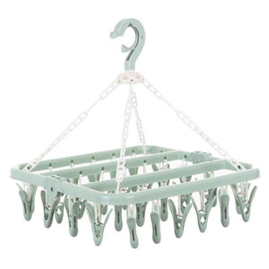 Uscator de rufe Flippy, 32 de cleme, Plastic, Pliabil, rotire 360 grade, 32x32 cm, Verde-0