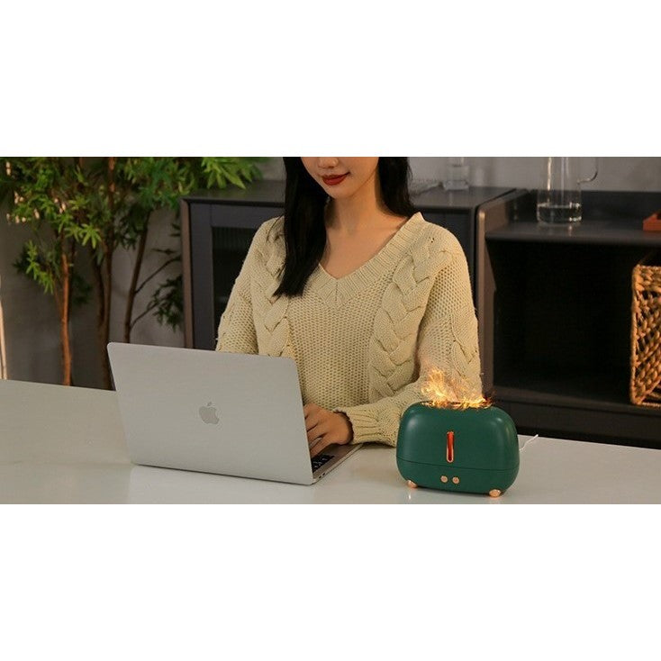 Umidificator de tip flacara, Flippy, cu aromaterapie, 7 culori, 250 ml, verde-1
