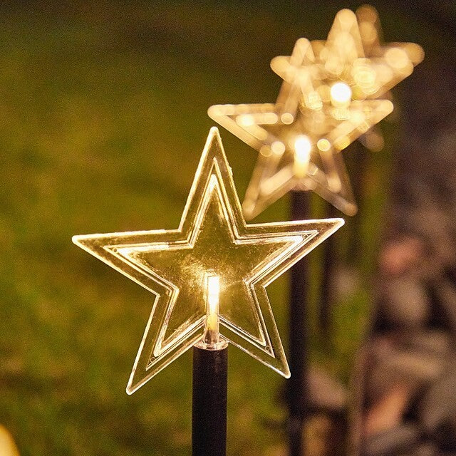 Set 5 Lampi solare LED de exterior Model Stea, pentru gradina, Flippy, 35.5 cm, Alb Cald-1