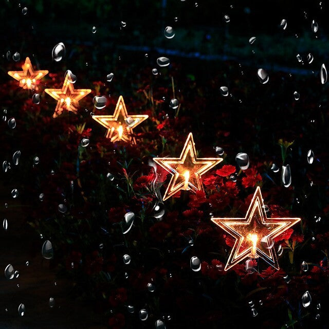 Set 5 Lampi solare LED de exterior Model Stea, pentru gradina, Flippy, 35.5 cm, Alb Cald-8