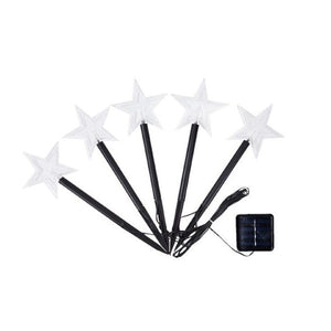 Set 5 Lampi solare LED de exterior Model Stea, pentru gradina, Flippy, 35.5 cm, Alb Cald-0