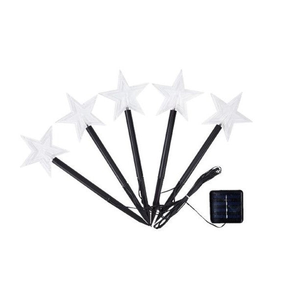 Set 5 Lampi solare LED de exterior Model Stea, pentru gradina, Flippy, 35.5 cm, Alb Cald-0