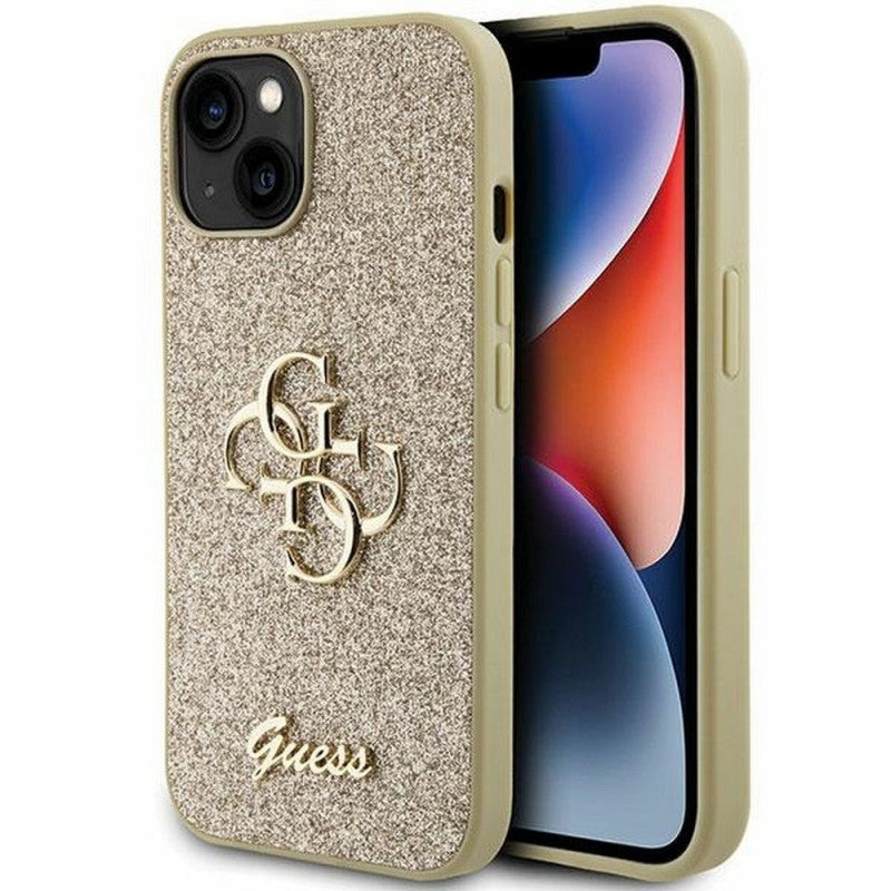 Husă Guess Glitter Big 4G pentru iPhone 15 Plus – Auriu