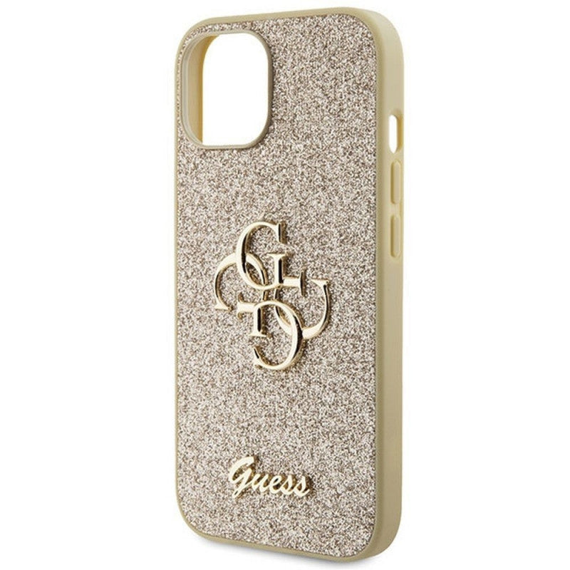 Husă Guess Glitter Big 4G pentru iPhone 15 Plus – Auriu