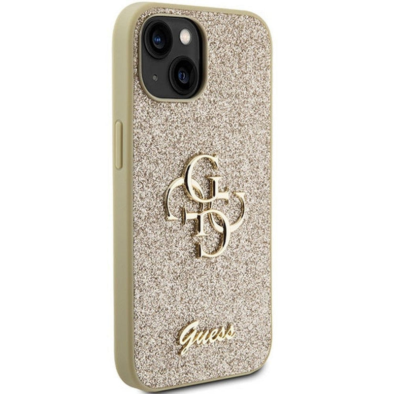 Husă Guess Glitter Big 4G pentru iPhone 15 Plus – Auriu