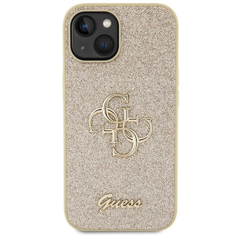 Husă Guess Glitter Big 4G pentru iPhone 15 Plus – Auriu