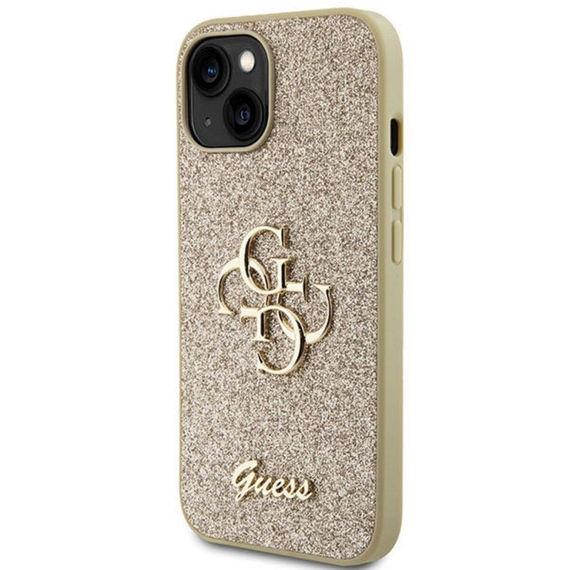 Husă Guess Glitter Big 4G pentru iPhone 15 Plus – Auriu