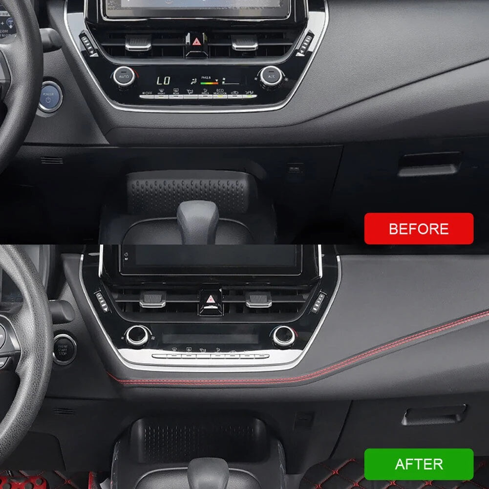 Banda decorativa pentru interiorul vehiculului, lungime 2m, din piele ecologica, culoare Neagra + cusatura Rosie-3