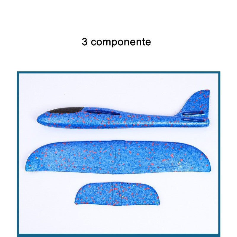 Avion planor din polistiren in punga , lungime 47 cm , cu lumini pe cap, Albastru , Flippy-2