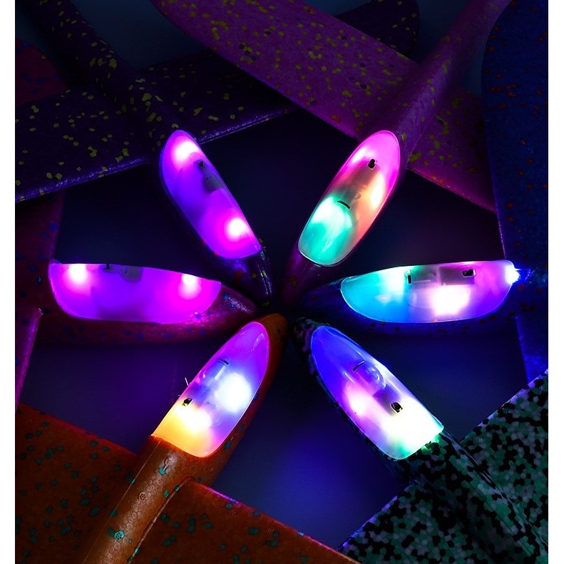 Avion planor din polistiren in punga , lungime 47 cm , cu lumini pe cap, Albastru , Flippy-5