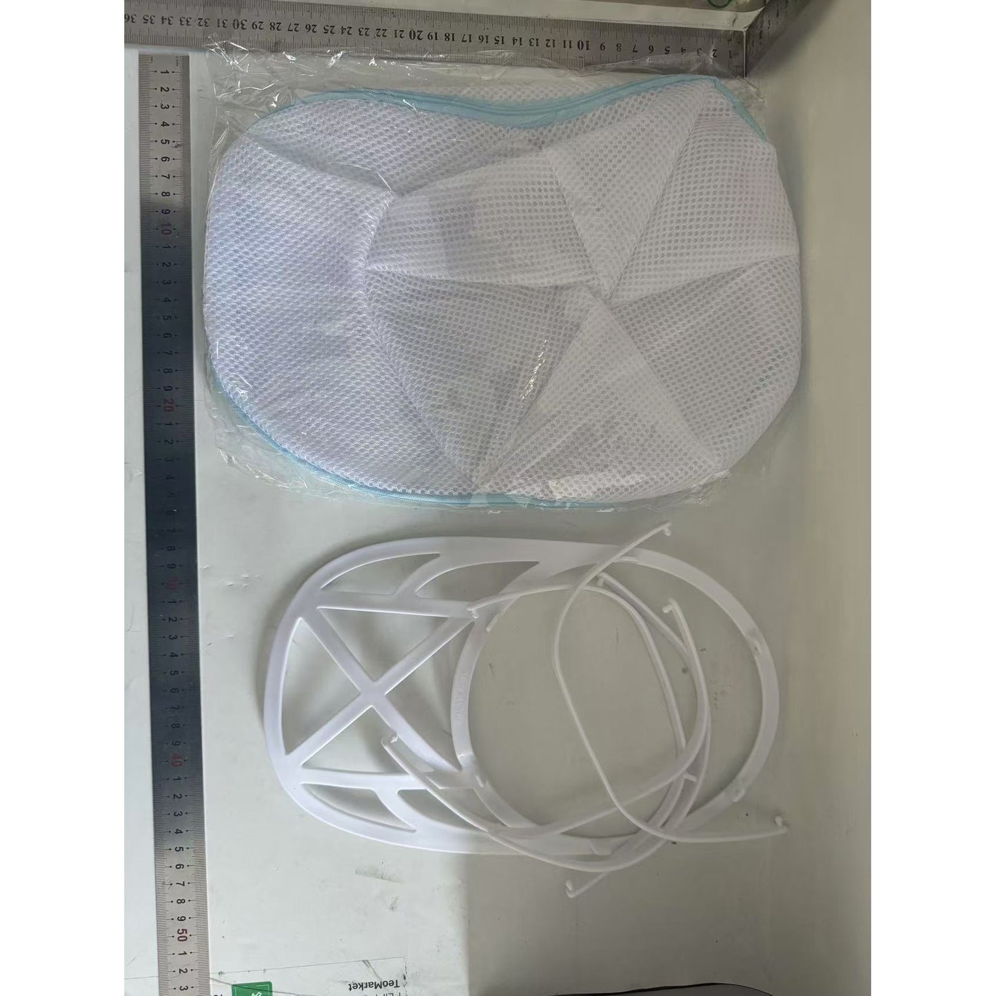 Geantă de curățare a pălăriei, geantă de rufe, mașină de spălat anti-deformare de uz casnic, Flippy, geantă specială de curățare, cu fermoar albastru, de dimensiuni mari 25x34cm, include suport pentru pălării-1