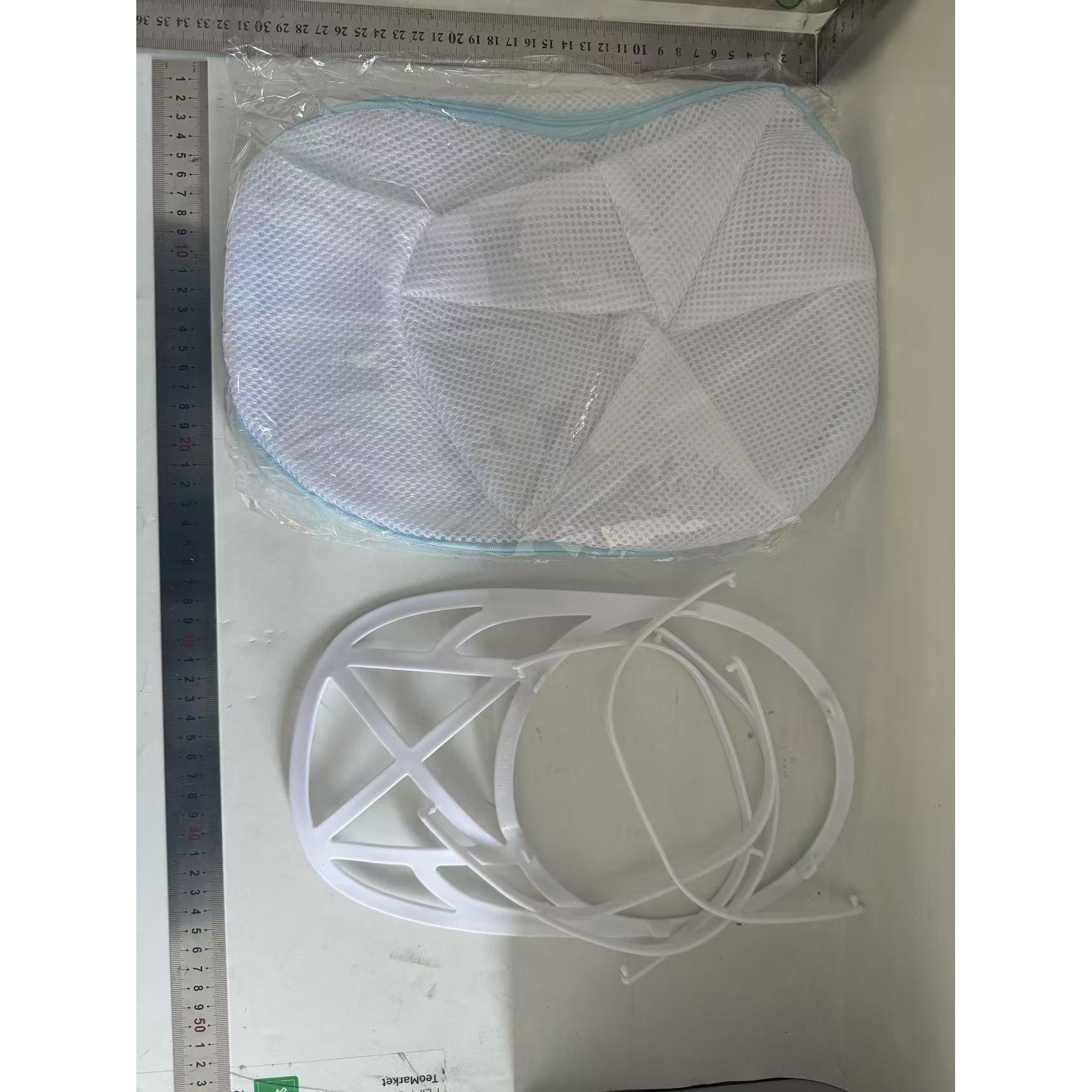 Geantă de curățare a pălăriei, geantă de rufe, mașină de spălat anti-deformare de uz casnic, Flippy, geantă specială de curățare, cu fermoar albastru, de dimensiuni mari 25x34cm, include suport pentru pălării-1