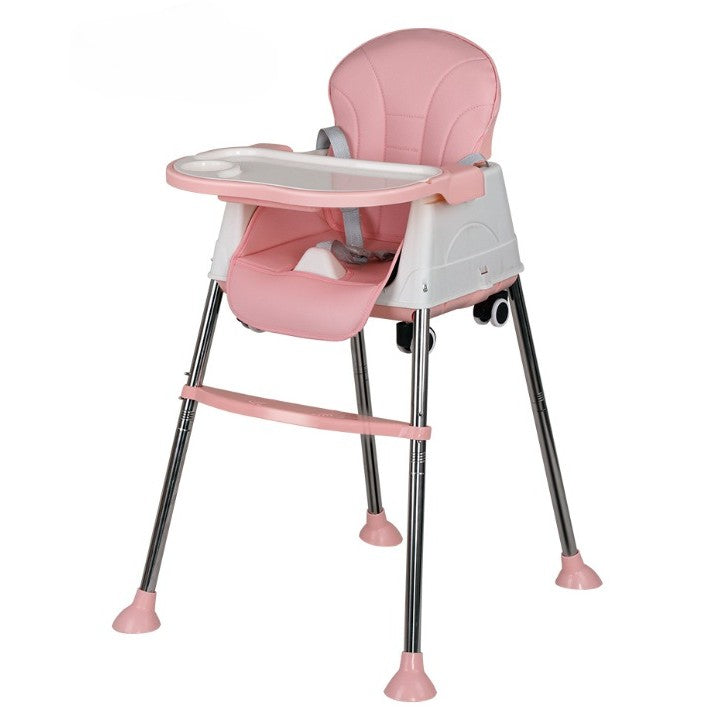 Scaun de Masa Pliabil 3in1, Flippy, Reglabil, Multifunctional, 3 Pozitii, Masuta si Husa Detasabile, Roti, Centura de Siguranta, Ajustare Inaltime, Roz-2