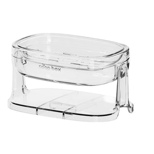 Savoniera cu Suport 2 in 1, Flippy, Pentru Perete sau Blat, PET, Scurgere Optima, Argintiu Transparent-0