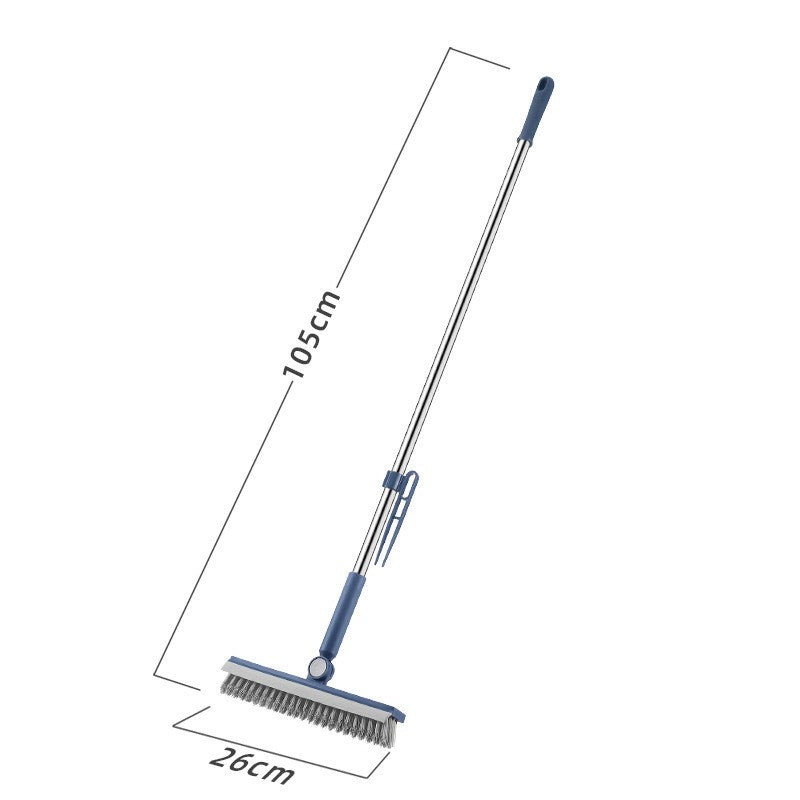 Perie de Curatare pentru Podele si Rosturi, Flippy, Lungime Maner 105 cm, Capat Pivotant 180 Grade, Peri din PP, Otel si Plastic, Cleste pentru Scame si Par Inclus, Albastru-0