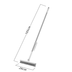 Perie de Curatare pentru Podele si Rosturi, Flippy, Lungime Maner 105 cm, Capat Pivotant 180 Grade, Peri din PP, Otel si Plastic, Cleste pentru Scame si Par Inclus, Alb-0