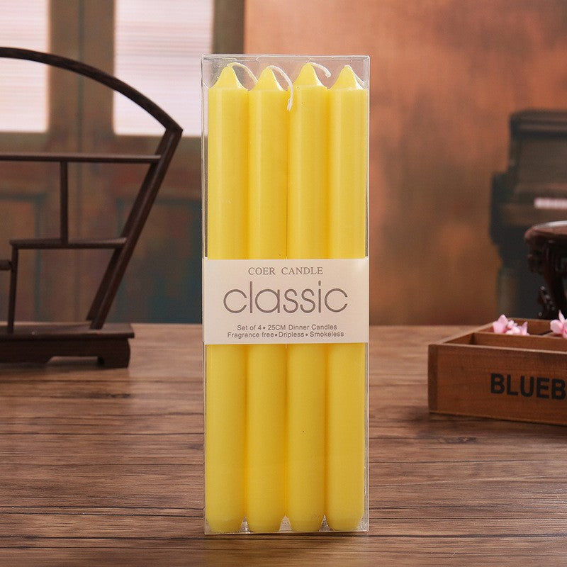 Set 4 Lumanari pentru Masa, Flippy, pentru Cina, Model Simplu, Galbene, 2.2x25 cm-0