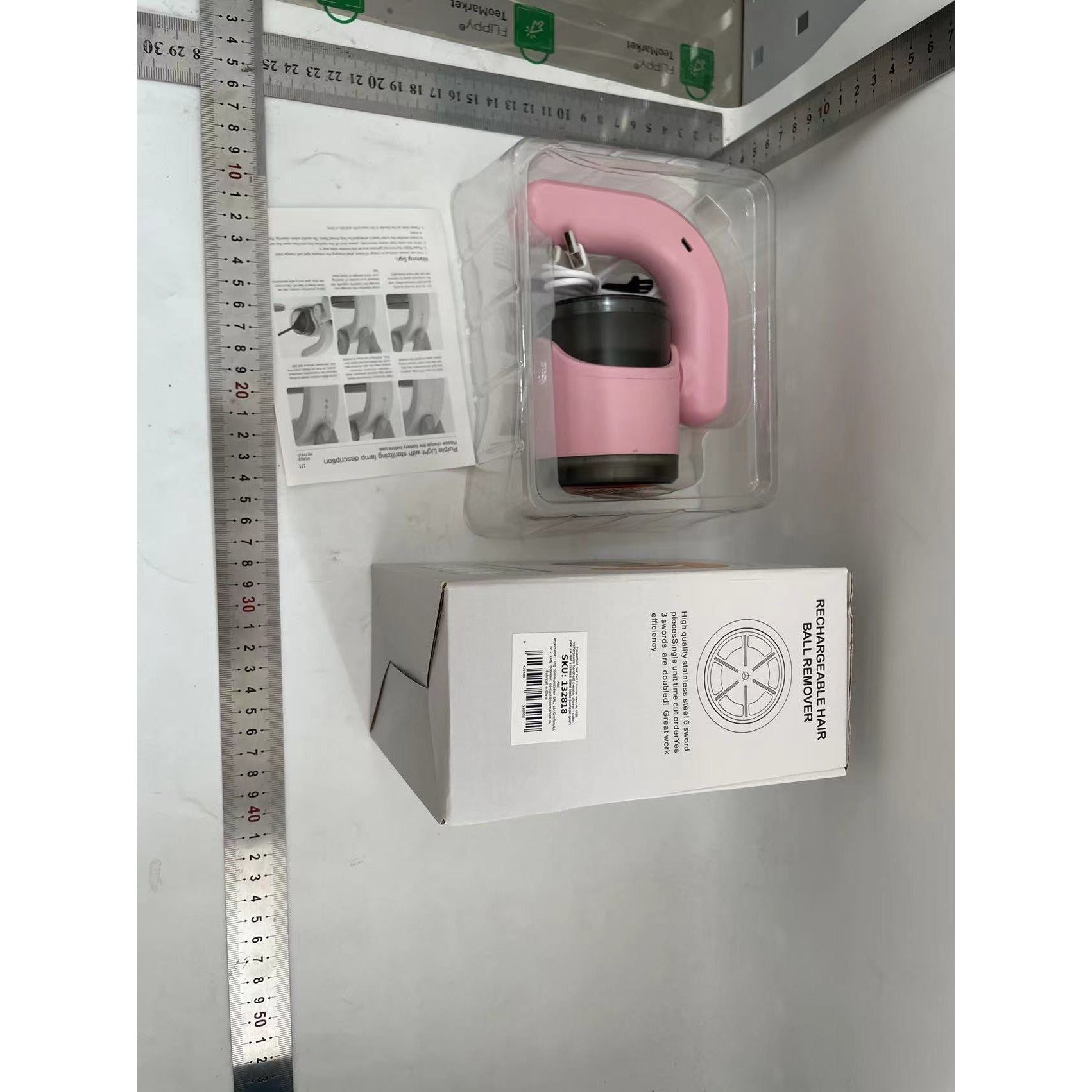 Aparat Pentru Curatat Scame, Par Si Praf, Flippy, cu LED, Pentru Diferite Tipuri De Material, Cu Lame Din Otel Inoxidabil, Compartiment de Depozitare, Maner Reglabil, 11x10.5x8.7 cm, Roz-1