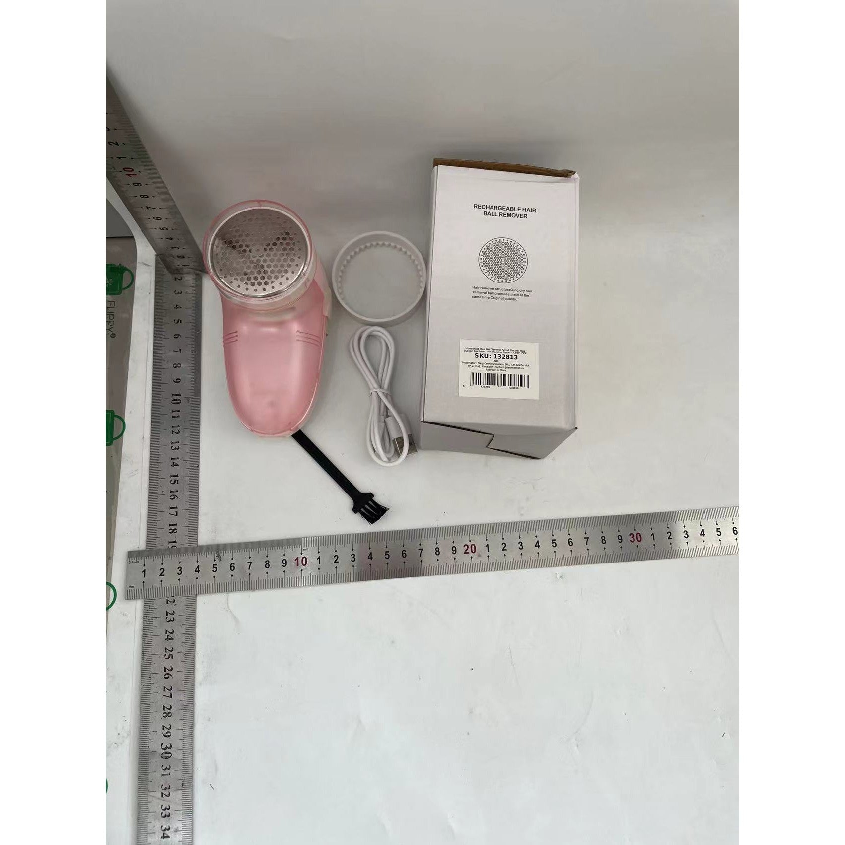 Aparat Pentru Curatat Scame, Par Si Praf, Flippy, Pentru Diferite Tipuri De Material, Cu Lame Din Otel Inoxidabil, Incarcare Prin USB Type-C, Cu Perie De Curatare si Cablu USB Incluse, 13x7 cm, Roz-1