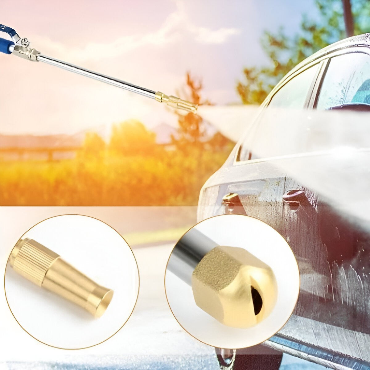 Set Accesoriu cu Presiune Reglabila, Flippy, pentru Furtun, cu Duze si Conector, Pulverizator de Apa, Tija de Stropit, 46.5 cm Lungime, Albastru-5