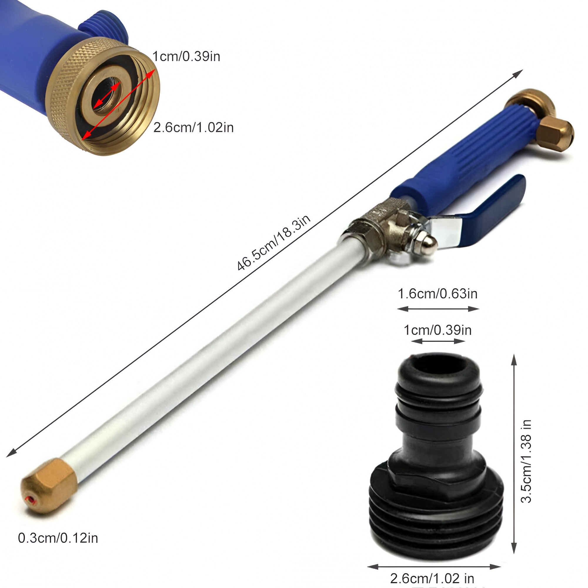 Set Accesoriu cu Presiune Reglabila, Flippy, pentru Furtun, cu Duze si Conector, Pulverizator de Apa, Tija de Stropit, 46.5 cm Lungime, Albastru-8