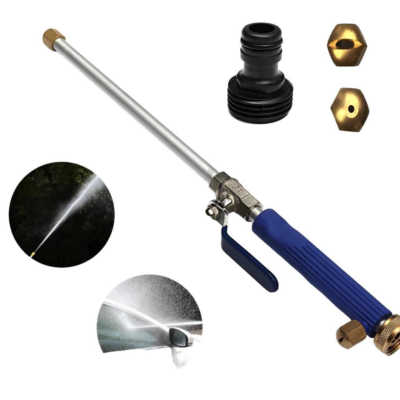 Set Accesoriu cu Presiune Reglabila, Flippy, pentru Furtun, cu Duze si Conector, Pulverizator de Apa, Tija de Stropit, 46.5 cm Lungime, Albastru-0