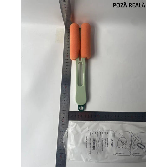 Perie de Curatat Pahare, Cani, Sticle, Flippy, cu Maner Lung si Burete, Accesorii pentru Spalarea Paielor si Capacelor, usor de Agatat, 27.5x11.4x6cm, Verde-1