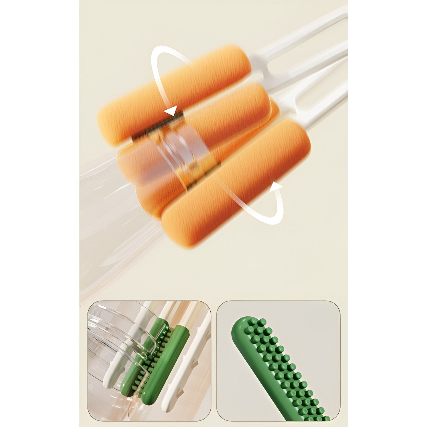 Perie de Curatat Pahare, Cani, Sticle, Flippy, cu Maner Lung si Burete, Accesorii pentru Spalarea Paielor si Capacelor, usor de Agatat, 27.5x11.4x6cm, Alb-2