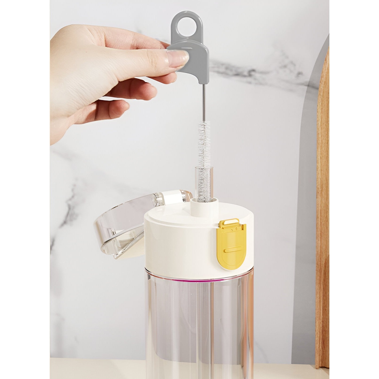 Perie de Curatat Pahare, Cani, Sticle, Flippy, cu Maner Lung si Burete, Accesorii pentru Spalarea Paielor si Capacelor, usor de Agatat, 27.5x11.4x6cm, Alb-8