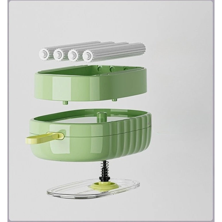 Perie de Spalat Haine, Flippy, cu Dispenser pentru Detergent, 4 Perii de Curatare, din ABS + PS, Verde-3