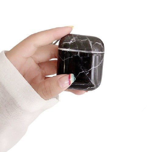 Husa AirPods cu Inel Prindere Marble Negru-3