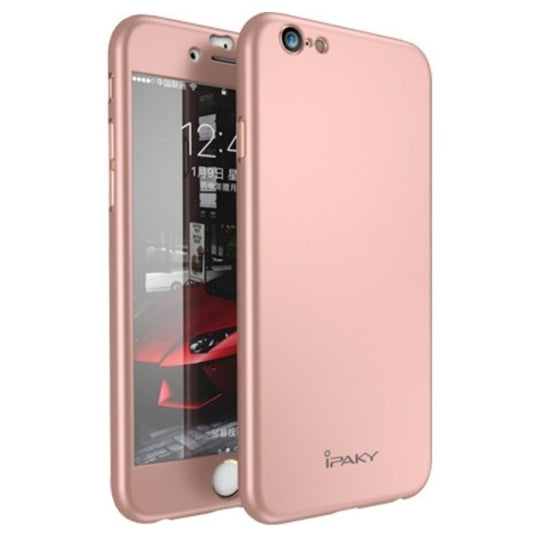 Husa Apple iPhone 6/6S IPAKY Full Cover 360 Roz Auriu + Folie Cadou-1