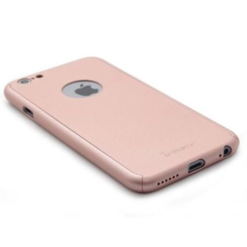 Husa Apple iPhone 6/6S IPAKY Full Cover 360 Roz Auriu + Folie Cadou-3