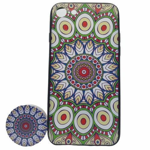Husa Apple iPhone 6 Plus/6S Plus Multicolor Model Paun Popsocket inclus-0