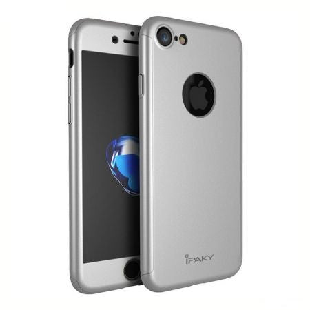 Husa Apple iPhone 7 IPAKY Full Cover 360 Argintiu + Folie Cadou-4