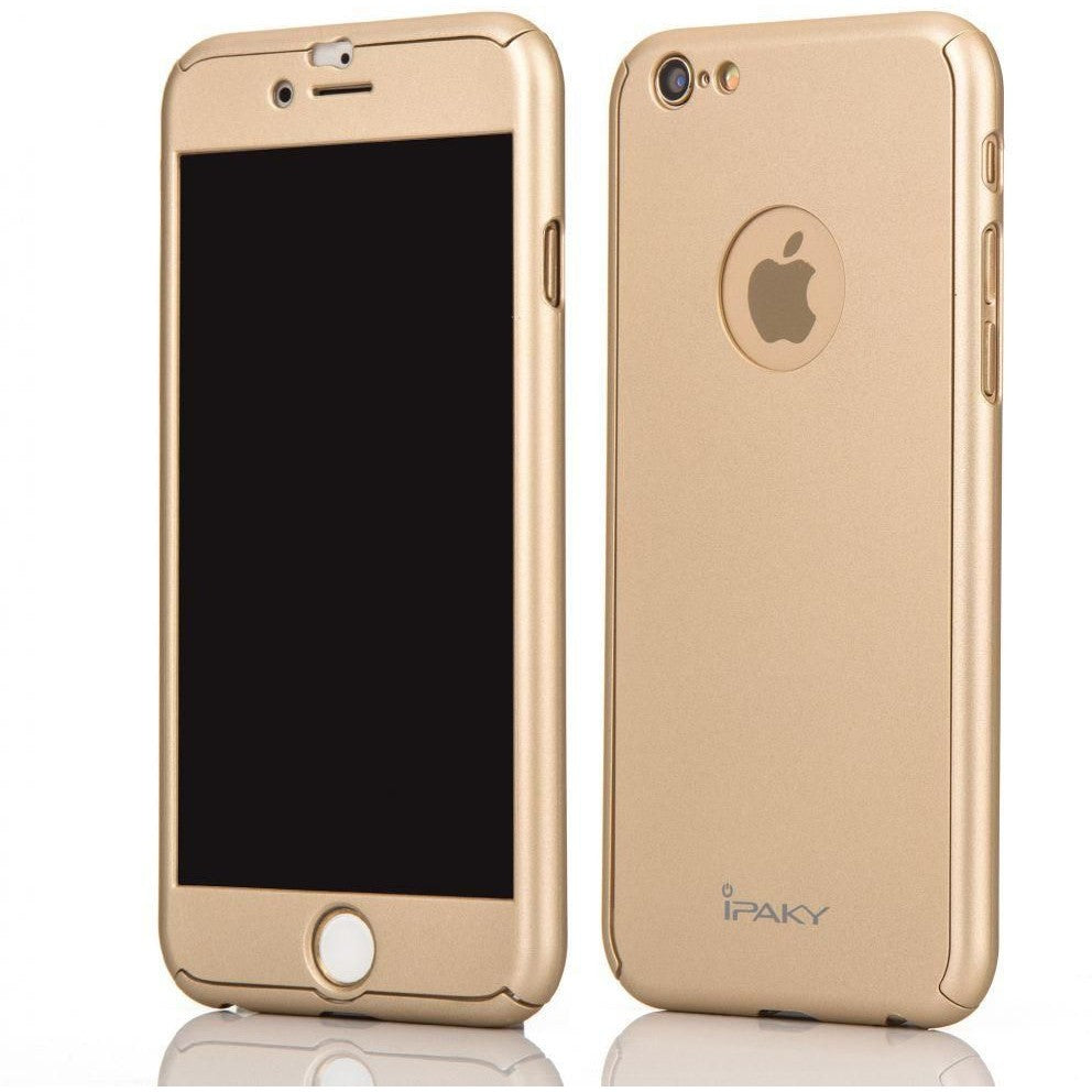 Husa Apple iPhone 7 IPAKY Full Cover 360 Auriu + Folie Cadou-2