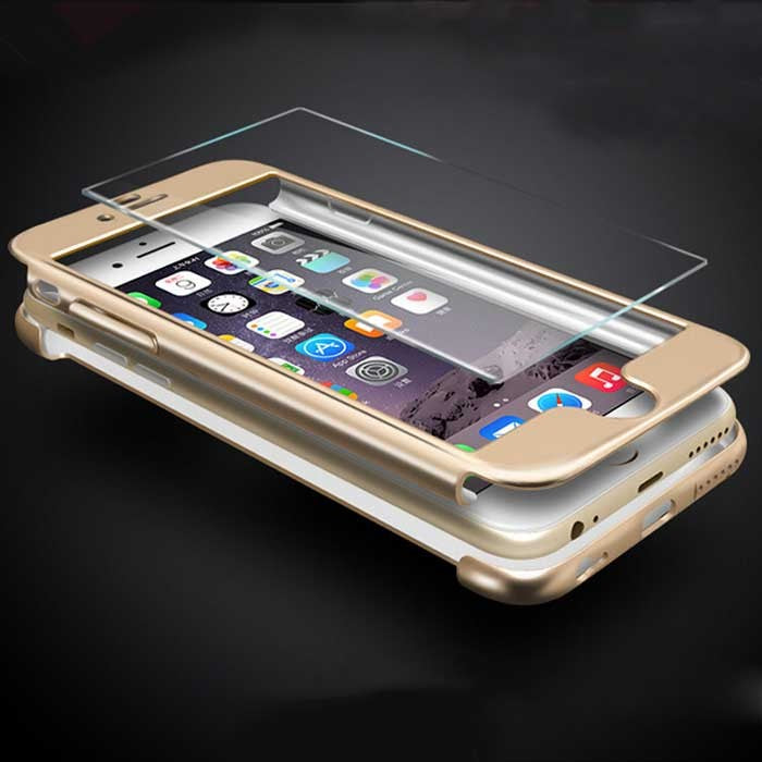 Husa Apple iPhone 7 IPAKY Full Cover 360 Auriu + Folie Cadou-4