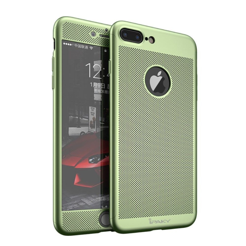 Husa Apple iPhone 7 Plus IPAKY Full Cover 360 Air cu Gauri Verde + Folie Sticla-0