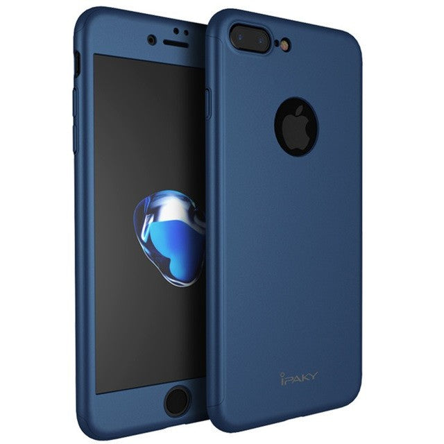 Husa Apple iPhone 7 Plus IPAKY Full Cover 360 Albastru + Folie Cadou-2