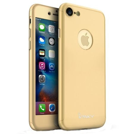 Husa Apple iPhone 8 IPAKY Full Cover 360 Auriu + Folie Cadou-5