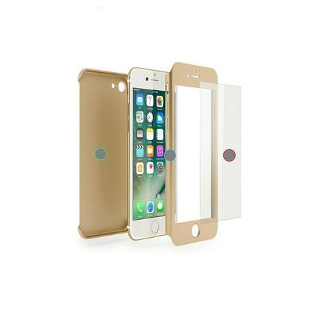 Husa Apple iPhone 8 Plus IPAKY Full Cover 360 Auriu + Folie Cadou-4
