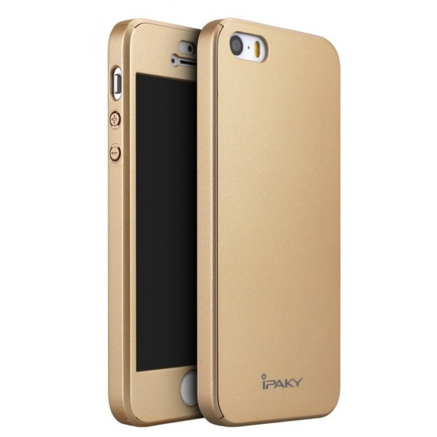 Husa Apple iPhone 8 Plus IPAKY Full Cover 360 Auriu + Folie Cadou-0