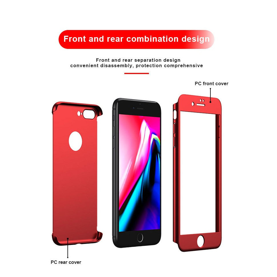 Husa Apple iPhone 8 Plus IPAKY Full Cover 360 Rosu + Folie Cadou-4