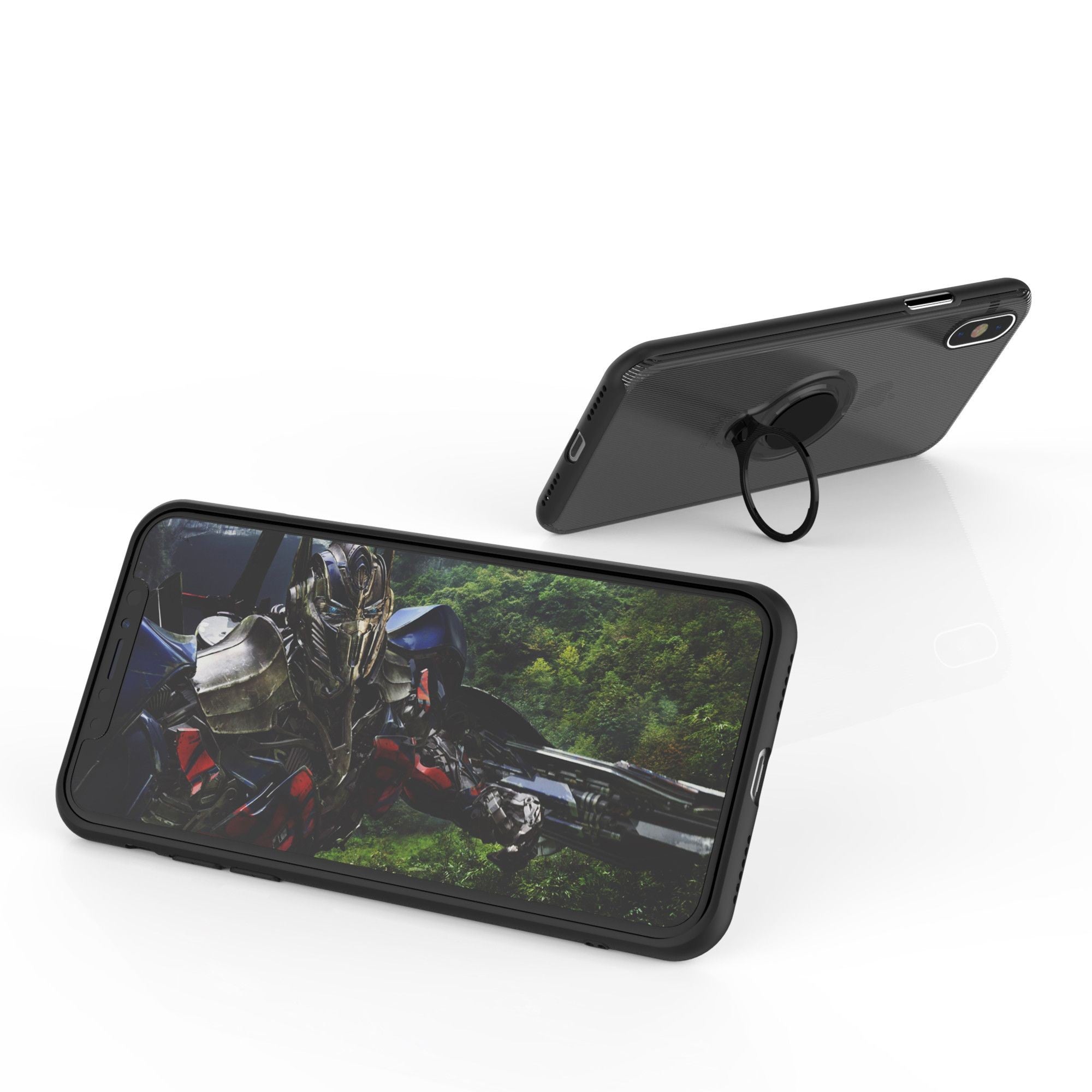 Husa Apple iPhone X Armor Ring cu inel magnetic Negru-2