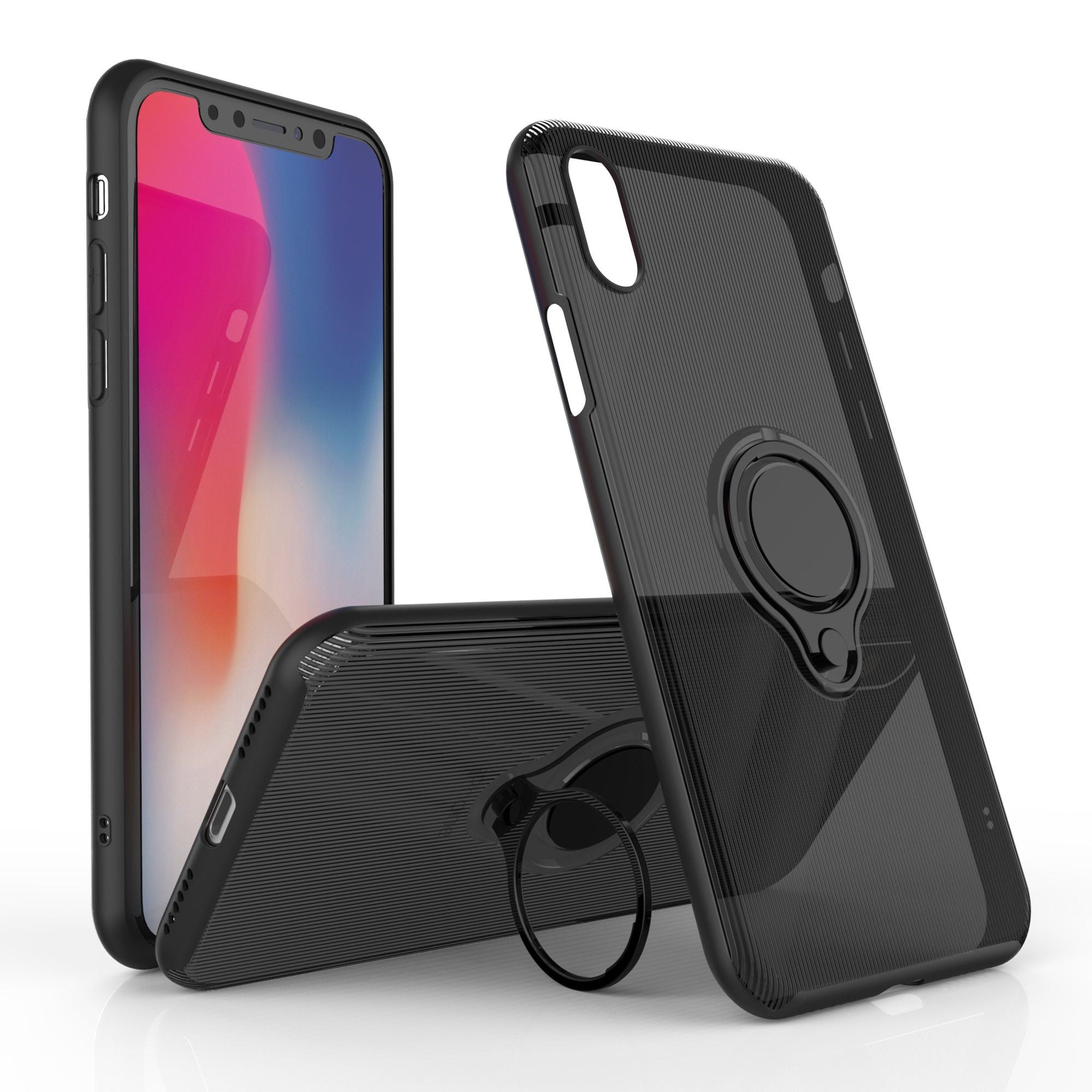 Husa Apple iPhone X Armor Ring cu inel magnetic Negru-6