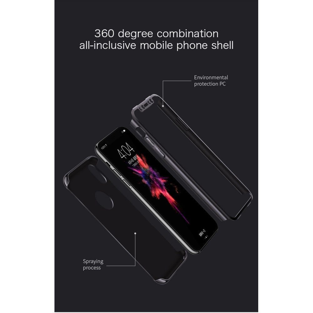 Set Husa si Folie de Protectie, Flippy, Compatibila cu Apple iPhone X, Full Cover 360°, Plastic + Sticla, Argintiu-6