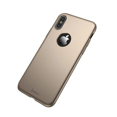 Husa Apple iPhone X IPAKY Full Cover 360 Auriu + Folie Cadou-3