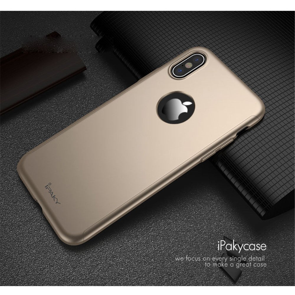 Husa Apple iPhone X IPAKY Full Cover 360 Auriu + Folie Cadou-6